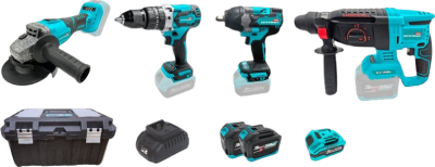 Набір акумуляторних інструментів  Grand № 4 PROF (МШУ-20BL/PRO + ДА-20UBL + АГ-800UBL + ПА-20/26BL)