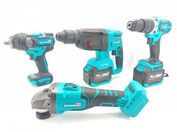 Набір акумуляторних інструментів  Grand № 4 PROF (МШУ-20BL/PRO + ДА-20UBL + АГ-800UBL + ПА-20/26BL)